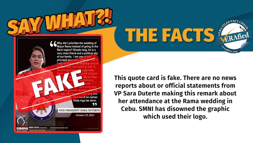 FACT CHECK: Sara Duterte quote on prioritizing Rama wedding during Kristine’s onslaught FAKE