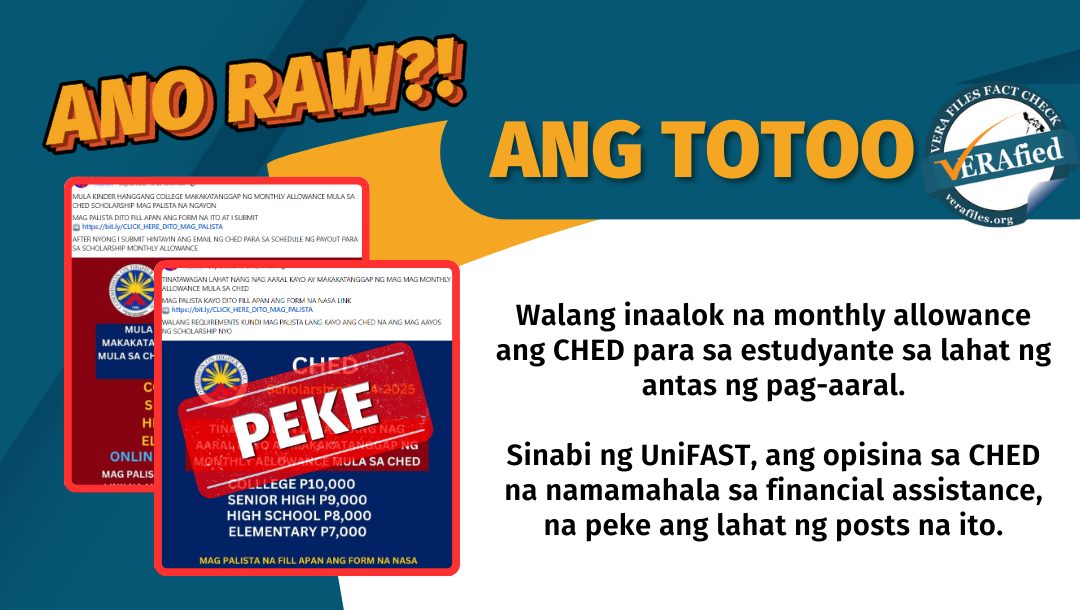 FACT CHECK: HINDI namimigay ang CHED ng ‘monthly allowance’ sa lahat ng Pilipinong estudyante