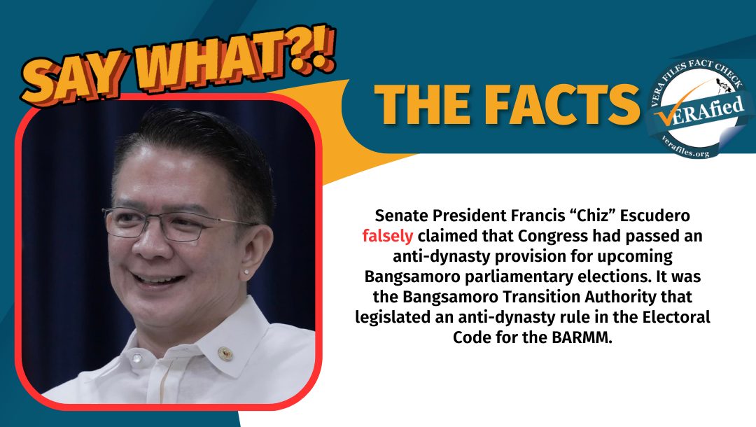 FACT CHECK: Escudero falsely credits Congress for BARMM anti-dynasty rule