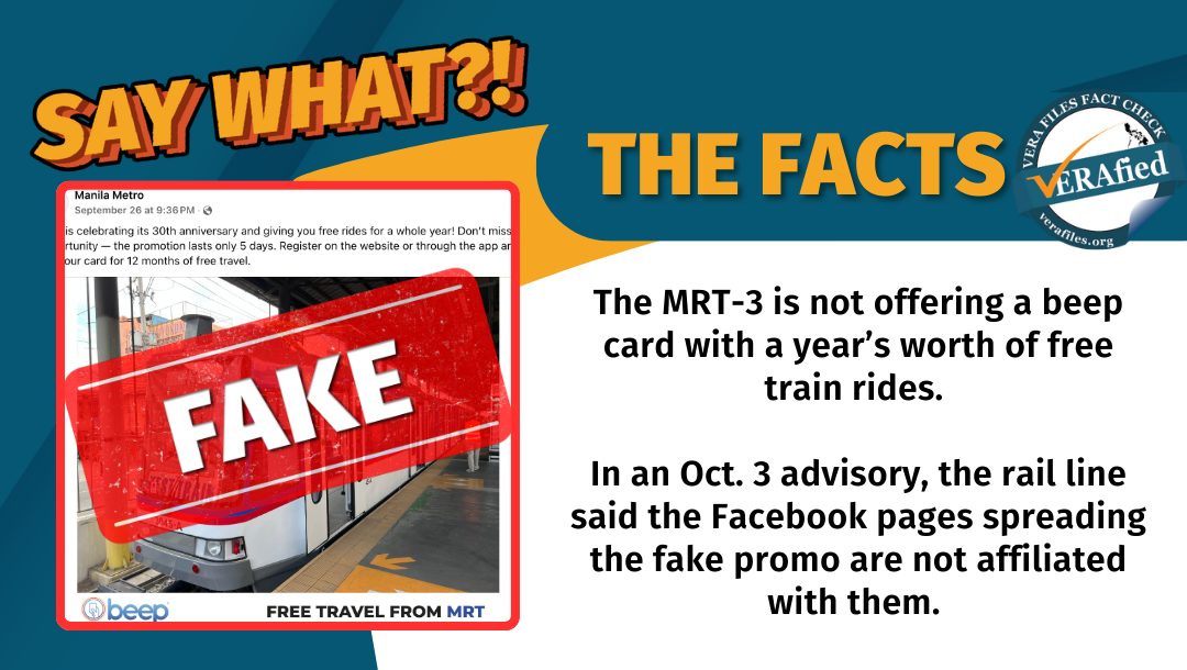 FACT CHECK: Posts on MRT-3 offering free ride promo FAKE