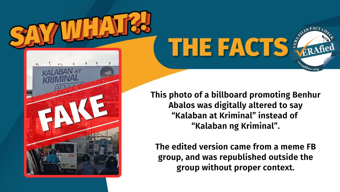 FACT CHECK: ‘Kalaban at kriminal’ billboard of Benhur Abalos is FAKE