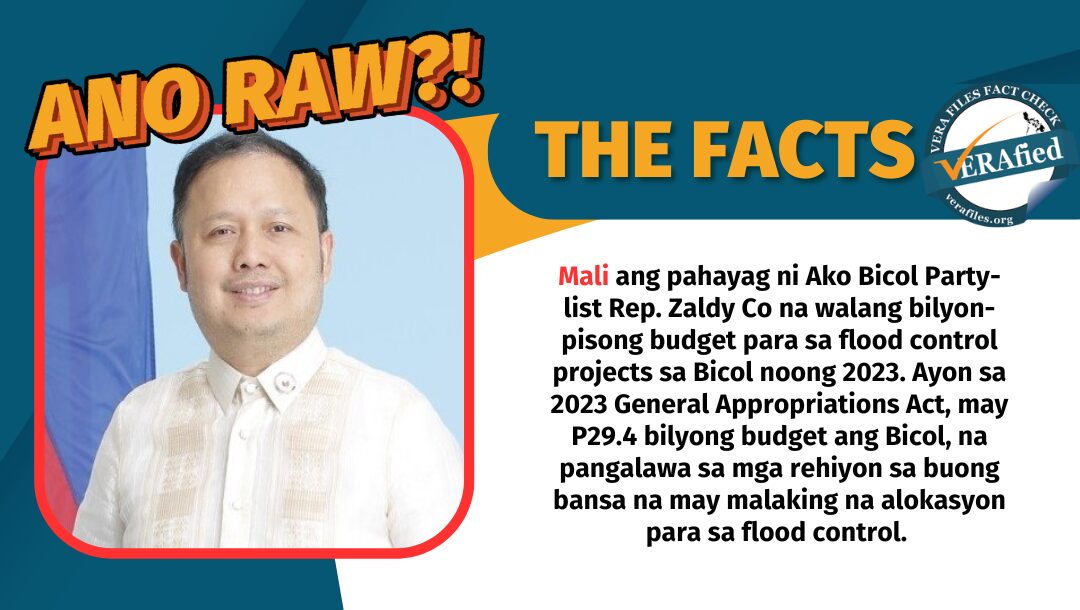 FACT CHECK: Pahayag ni Co na ‘walang bilyong piso’ na pondo para sa flood control sa Bicol hindi totoo