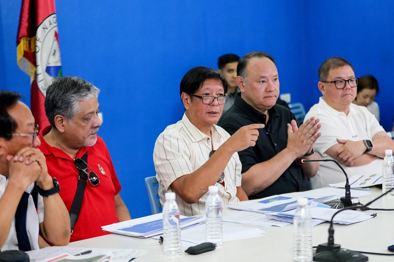 President Bongbong Marcos and other government officials during the situation briefing in Naga City