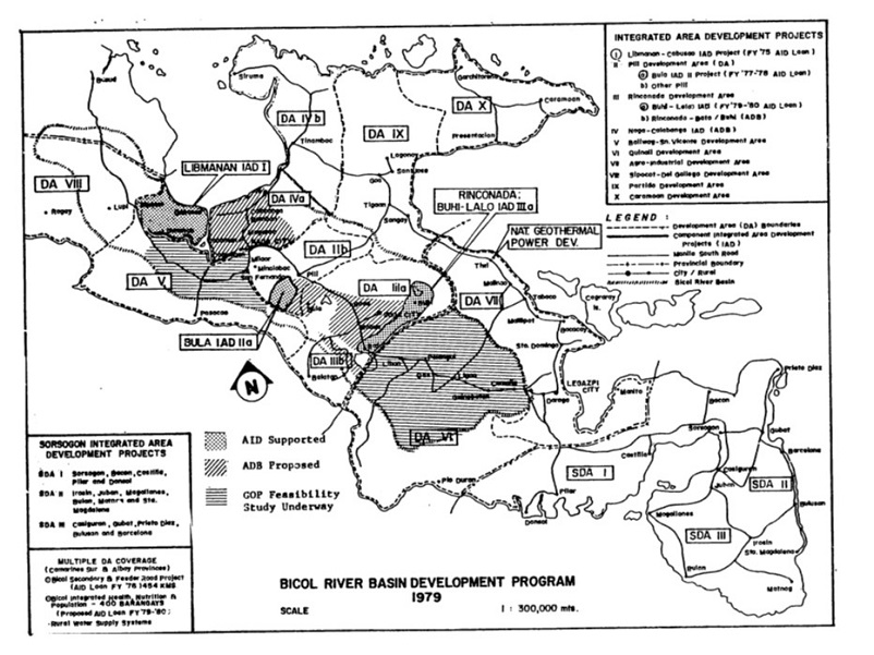 Map of Bicol River Basin projects, from the Bicol Biennial Evaluation, GOP BRBDP-USAID, August 1979