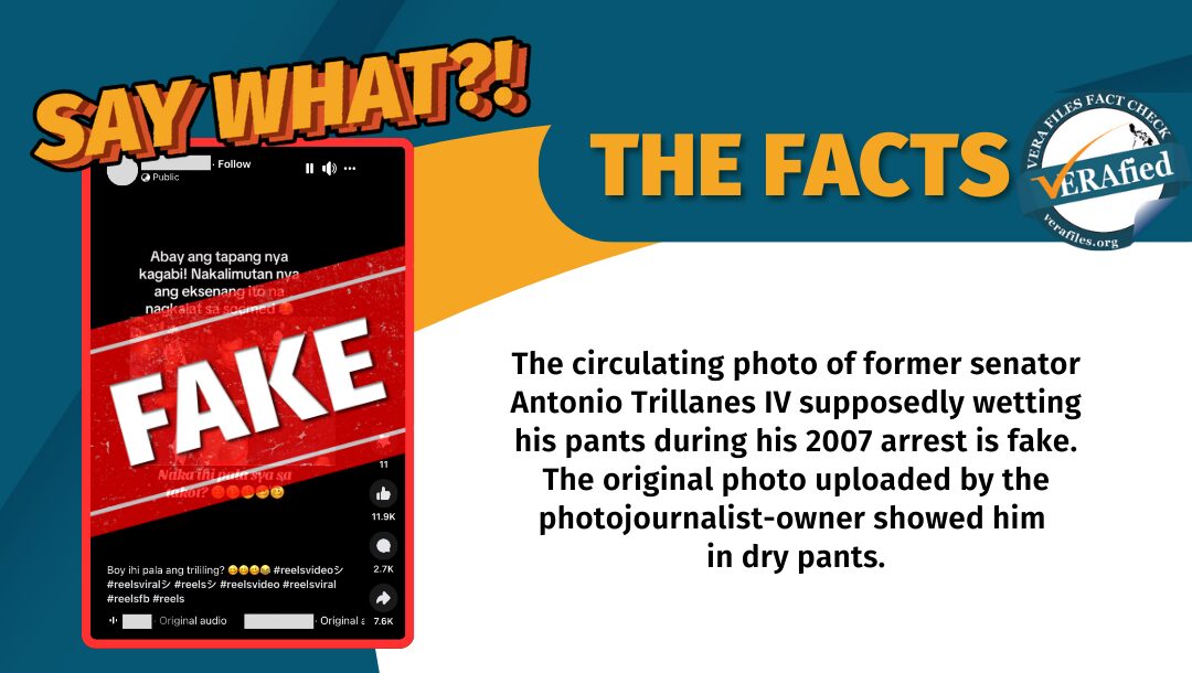 FACT CHECK: Photo of Trillanes with ‘wet pants’ in 2007 arrest EDITED