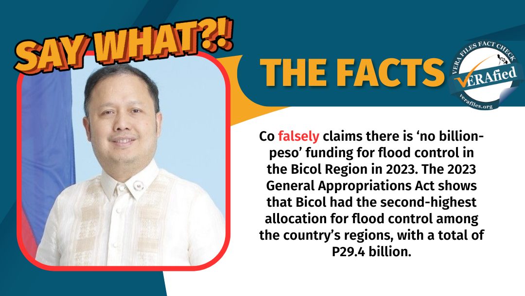 FACT CHECK: Co falsely claims ‘no billion-peso’ funding for flood control in Bicol