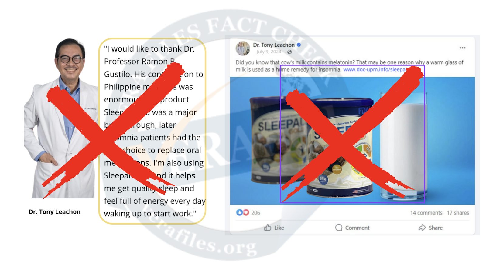 A photo showing a fake product endorsement that used Dr. Tony Leachon.