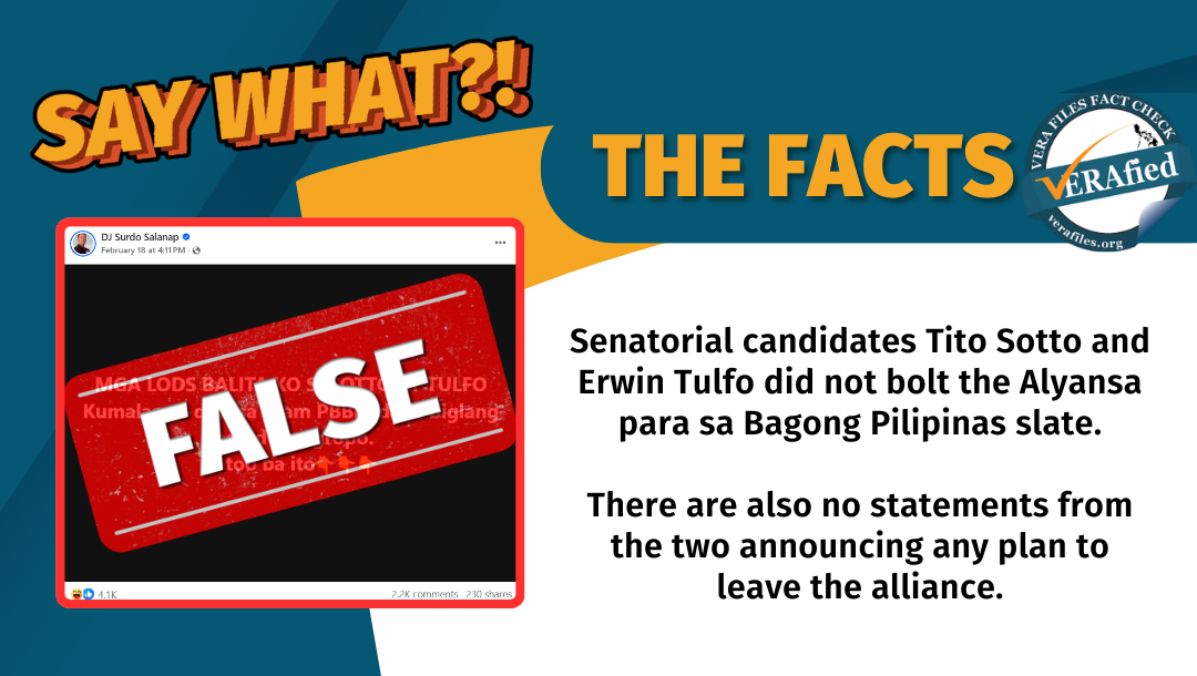 FACT CHECK: Sotto, Tulfo did NOT leave Alyansa slate