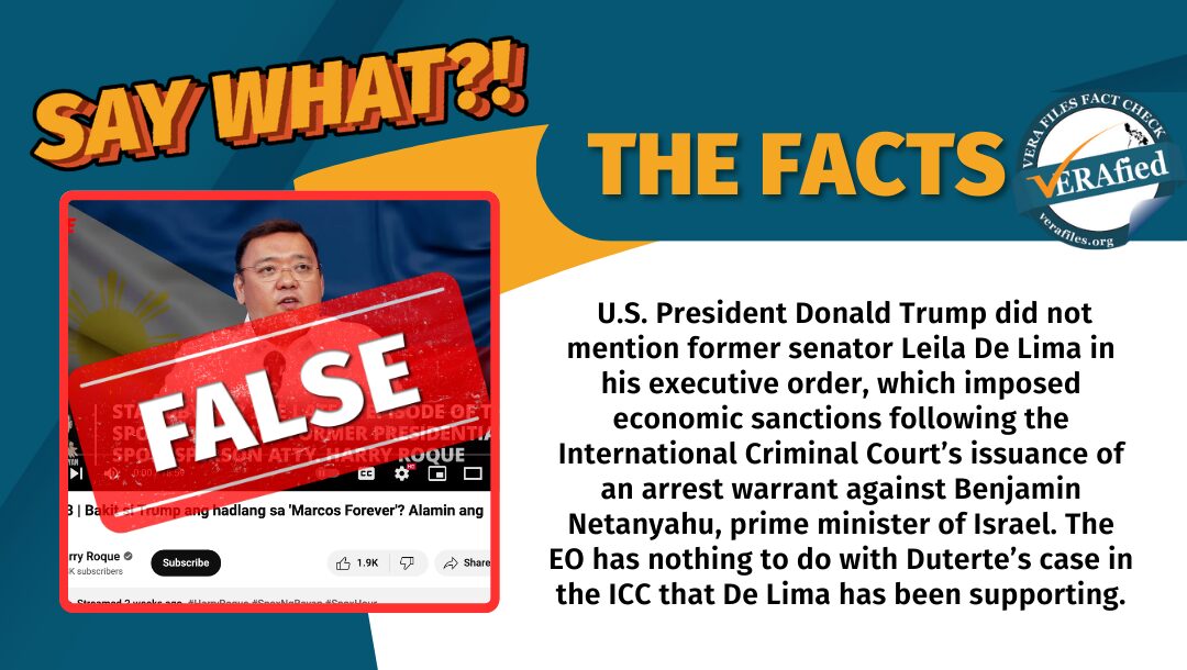 FACT CHECK: De Lima NOT mentioned in U.S. sanction vs ICC