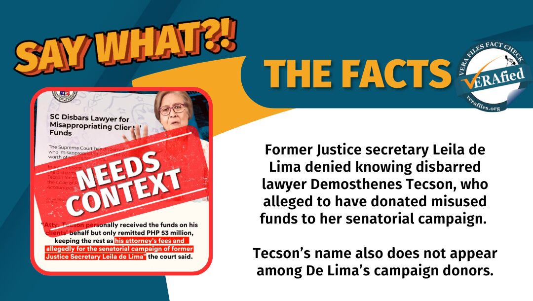 FACT CHECK: NEED CONTEXT for De Lima ties to disbarred lawyer