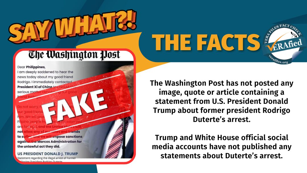 FACT CHECK: Trump quote on Duterte’s arrest FAKE