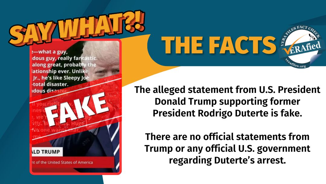 FACT CHECK: Trump statement on Duterte arrest FAKE