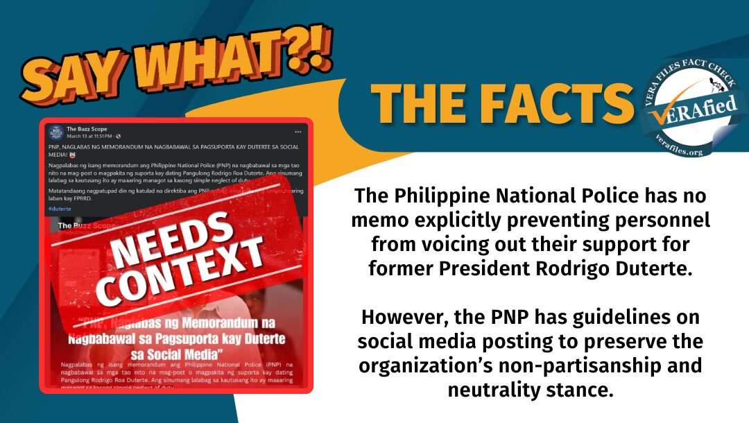 FACT CHECK: NO PNP memo preventing cops from supporting Duterte online