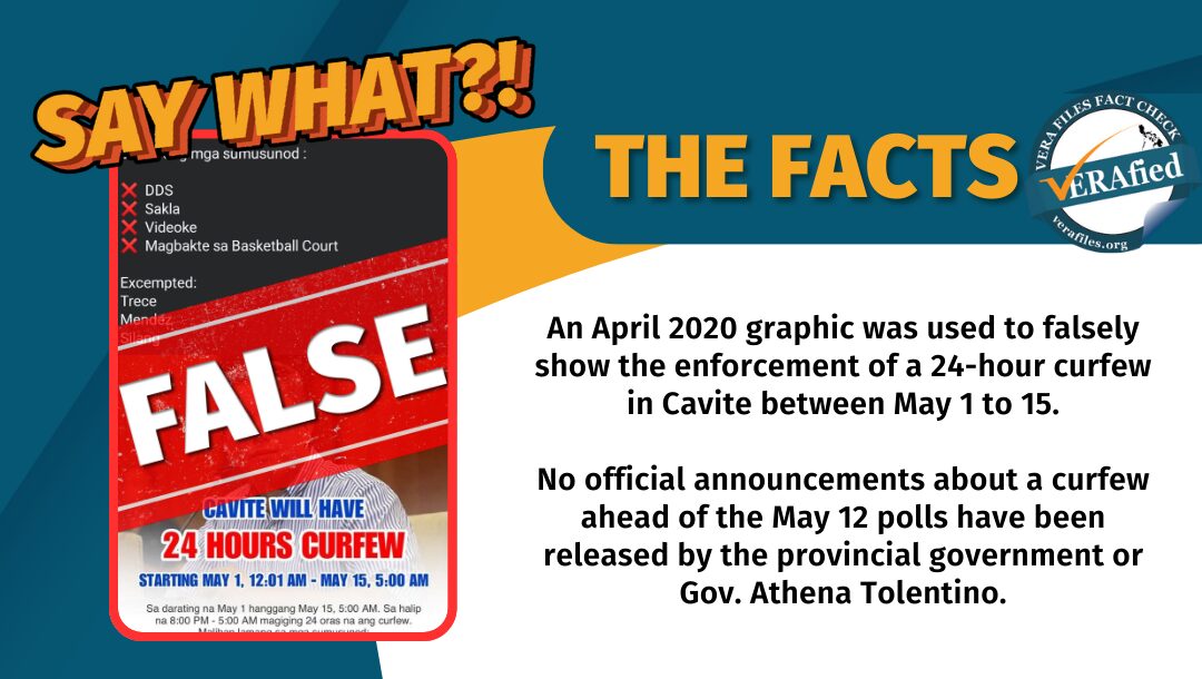 FACT CHECK: NO 24-hour curfew from May 1 to 15 in Cavite