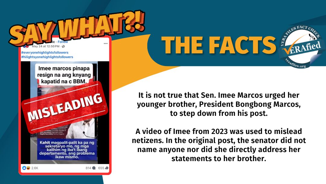 FACT CHECK: OLD video of Imee passed off as a recent call on Bongbong Marcos to resign