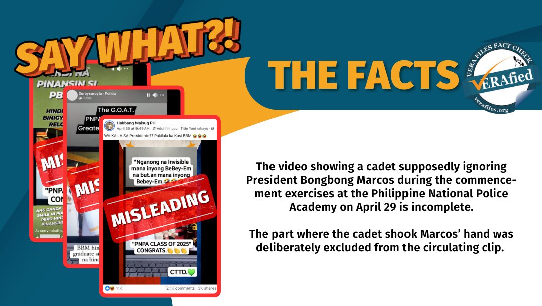 FACT CHECK: Circulating video of PNPA cadet ‘snubbing’ Marcos during commencement rites MISLEADS