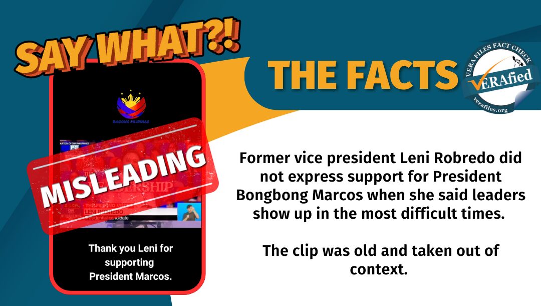 FACT CHECK: Video showing Robredo supporting Marcos MISLEADS