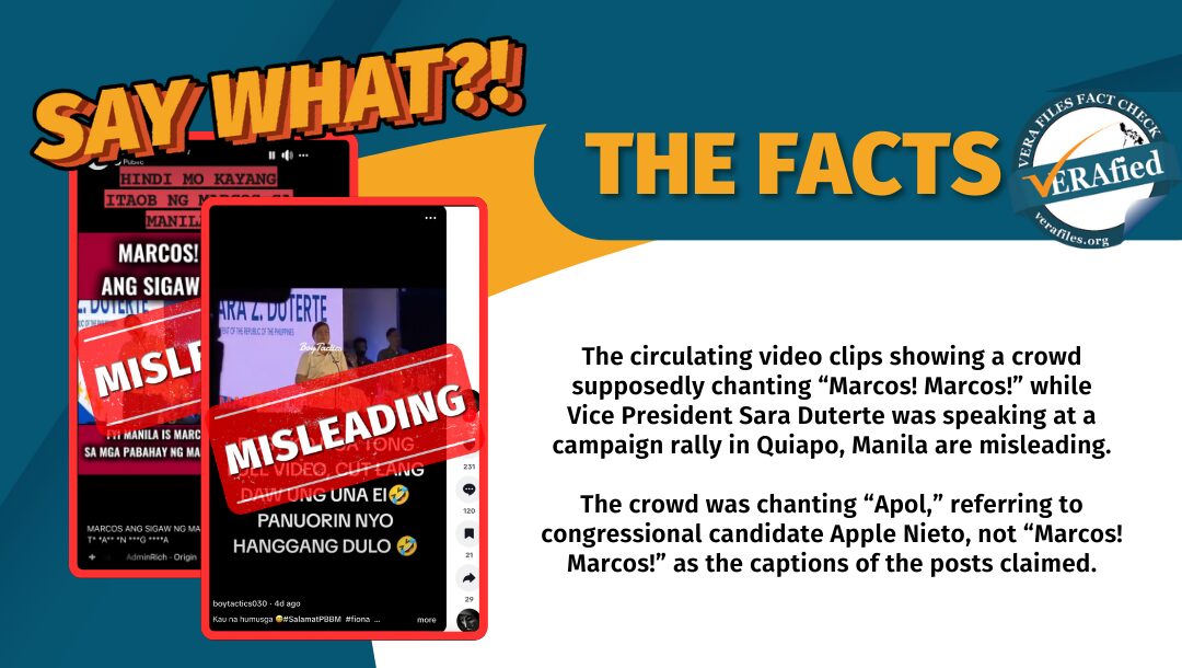 FACT CHECK: Crowd did NOT chant ‘Marcos! Marcos!’ while VP Sara was speaking in Quiapo rally