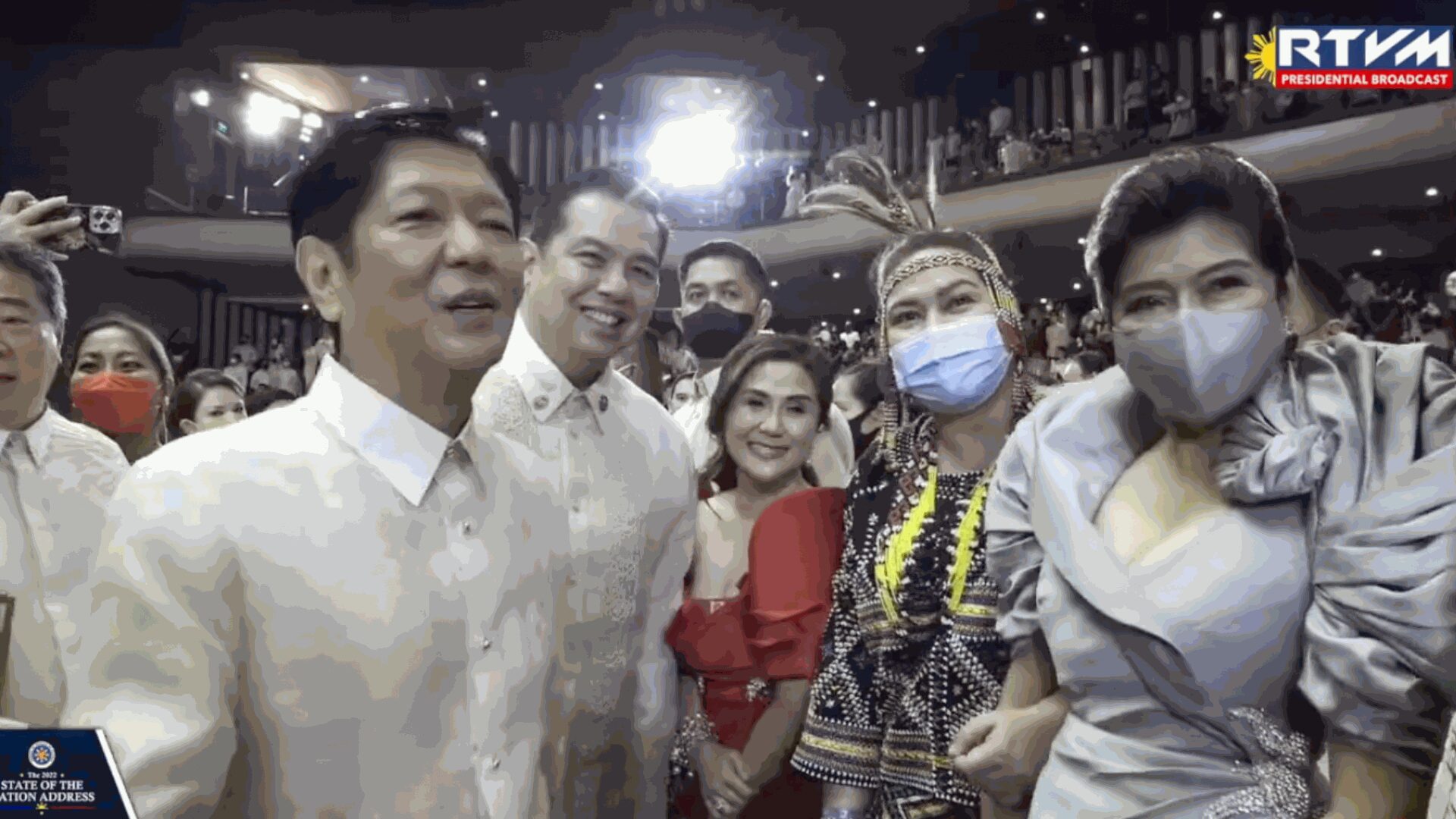 Imee Marcos with House Speaker Martin Romualdez and Vice President Sara Duterte after President Ferdinand “Bongbong” Marcos’ State of the Nation Address in 2022. Screenshot from RTVMalacanang YouTube channel