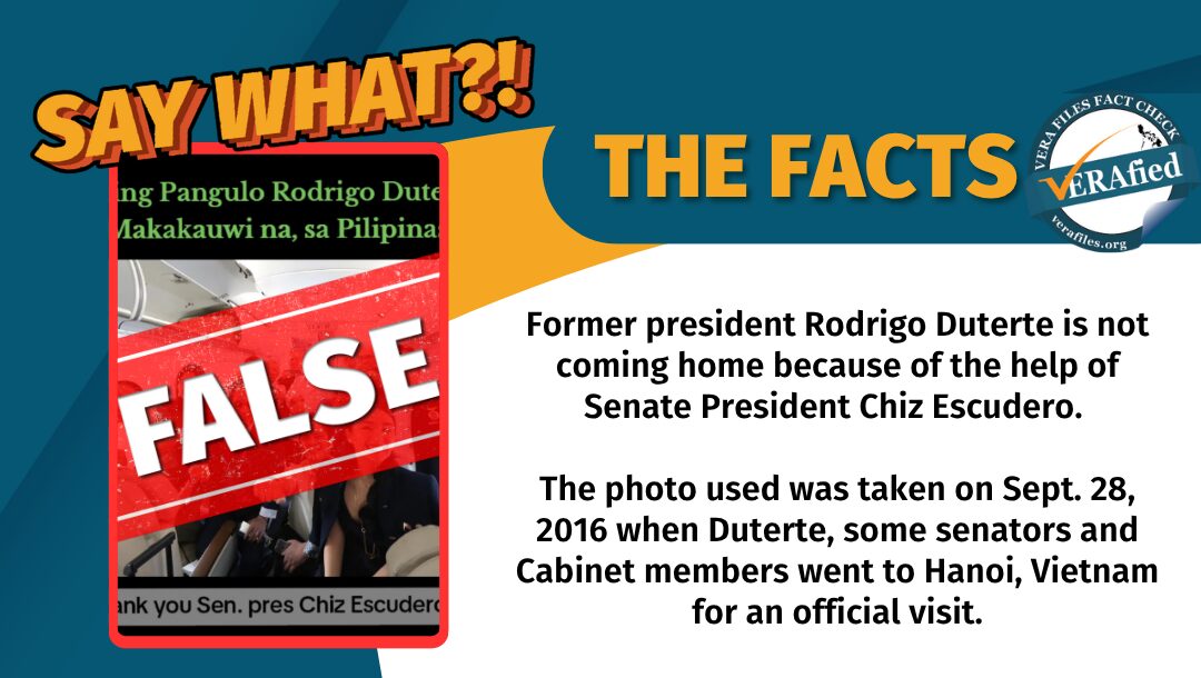 FACT CHECK: Duterte NOT coming back home with help from Chiz
