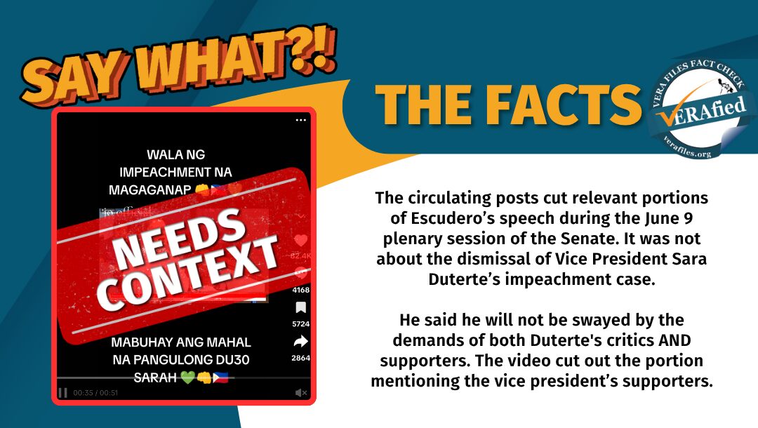 FACT CHECK: Escudero’s statement taken OUT OF CONTEXT; Duterte impeachment trial continues