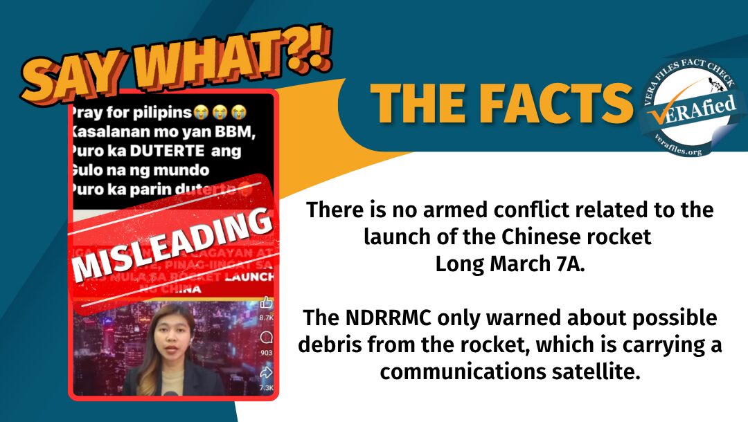 A video circulating online shared a warning from the NDRRMC urging caution over the launch of a Chinese rocket. This is misleading.
