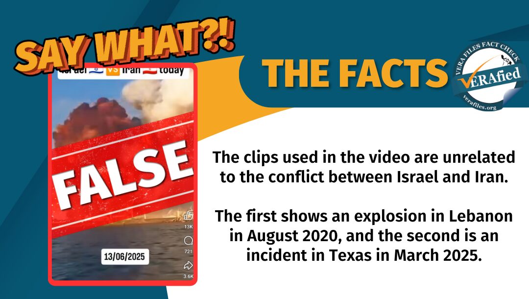 A video circulating among Filipino netizens claims to show footage of the airstrike exchange between Israel and Iran. It used unrelated clips from the US and Lebanon.