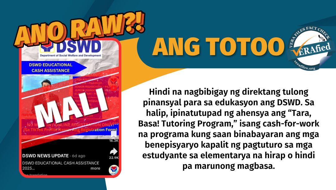 FACT CHECK: Ang DSWD ay HINDI namimigay ng ayuda sa mga estudyante
