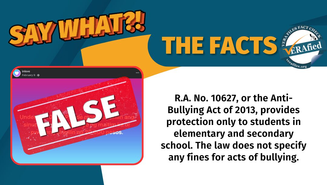 FACT CHECK: NO P20k anti-bullying penalty for ‘maitim’ name-calling