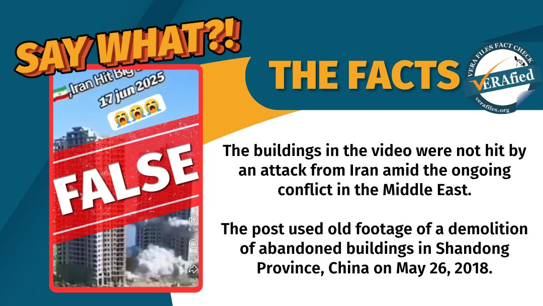 The buildings in the video were not hit by an attack from Iran amid the ongoing conflict in the Middle East. The post used old footage of a demolition of abandoned buildings in Shandong Province, China on May 26, 2018.