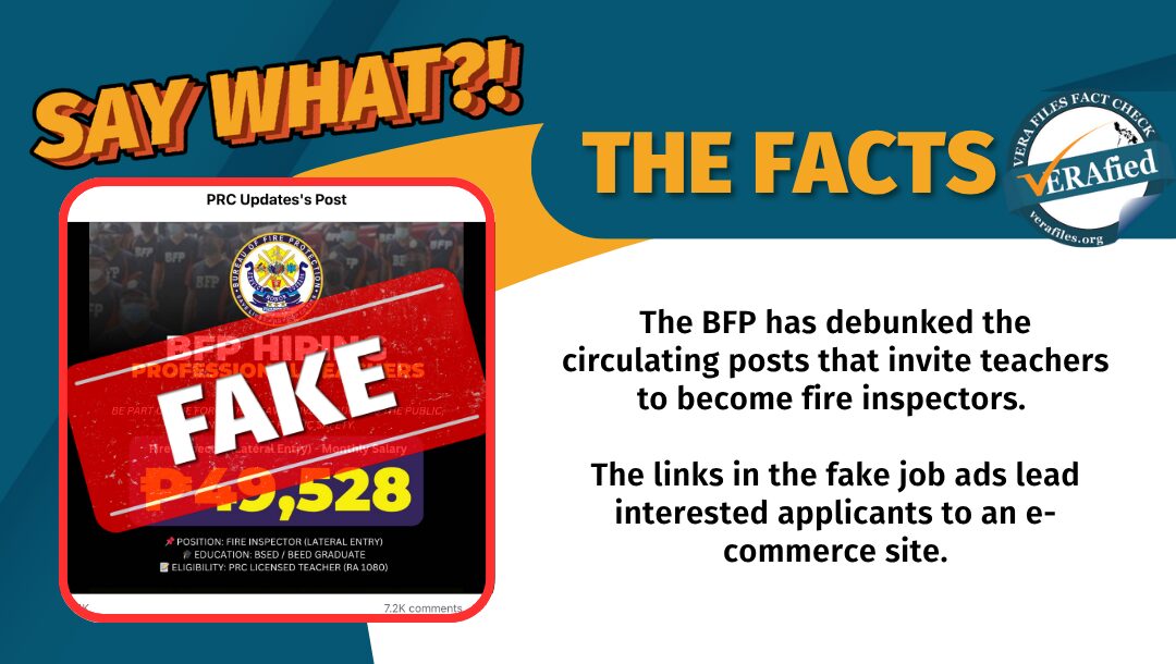 FACT CHECK: BFP is NOT hiring teachers as fire inspectors