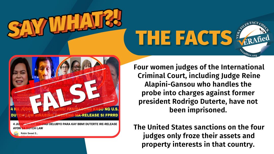 A YouTube video claims that four judges of the International Criminal Court have been imprisoned following sanctions by the United States. Not true.
