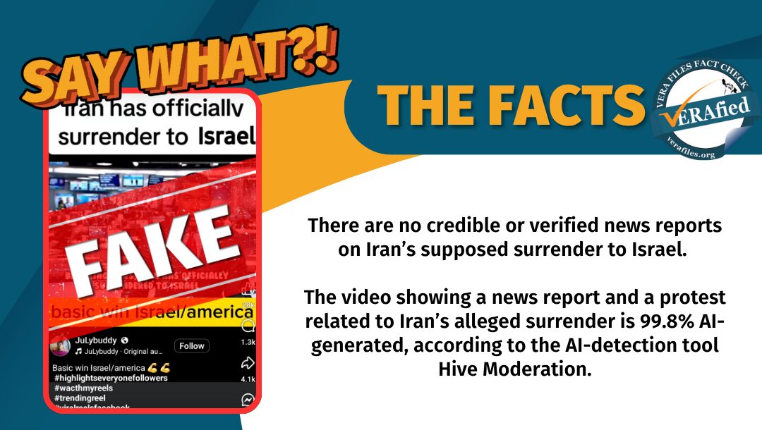 FACT CHECK: Clip of ‘news report,’ protest on Iran’s surrender to Israel FAKE