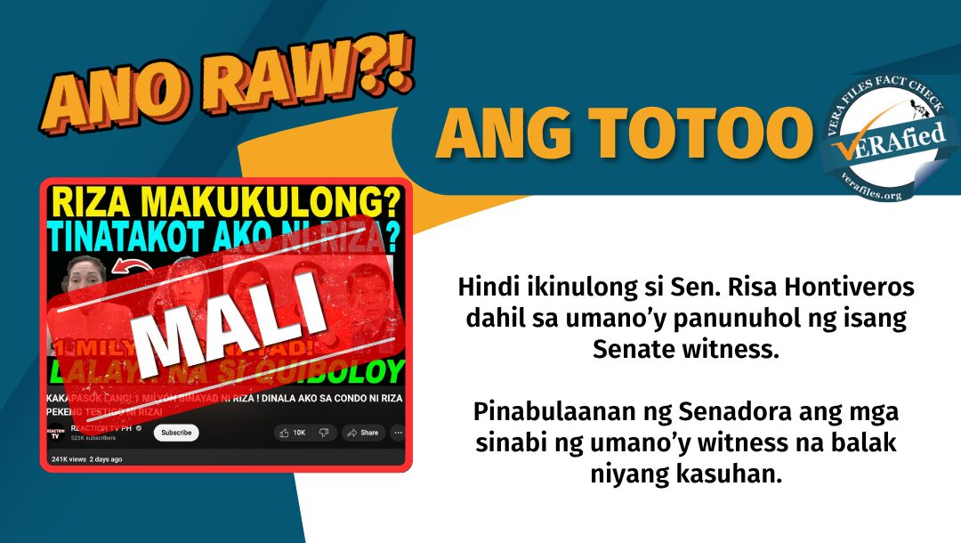 FACT CHECK: HINDI kinulong si Hontiveros nang dahil sa panunuhol sa isang testigo