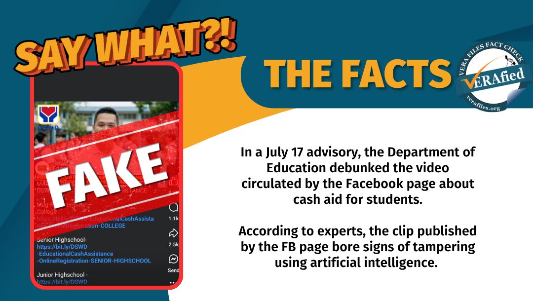 FACT CHECK: Circulating video on DSWD educational cash aid FAKE