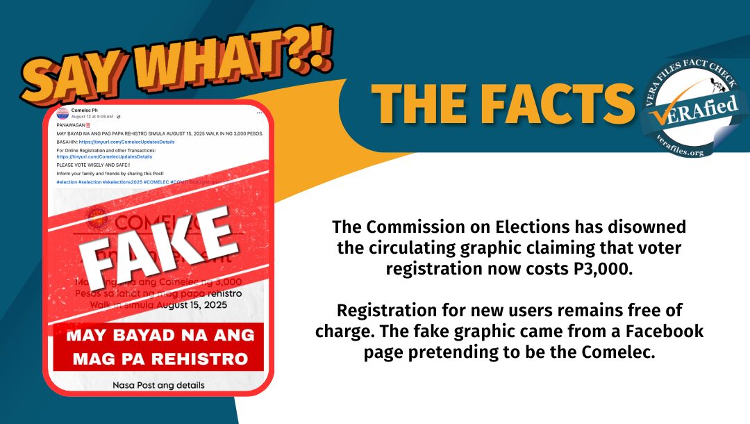 FACT CHECK: Circulating graphic on ‘P3,000 fee for voter registration’ FAKE