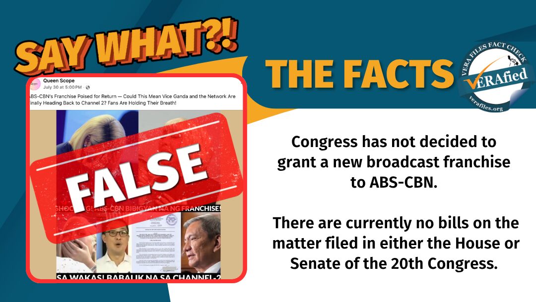 FACT CHECK: NO ABS-CBN franchise bill filed in 20th Congress
