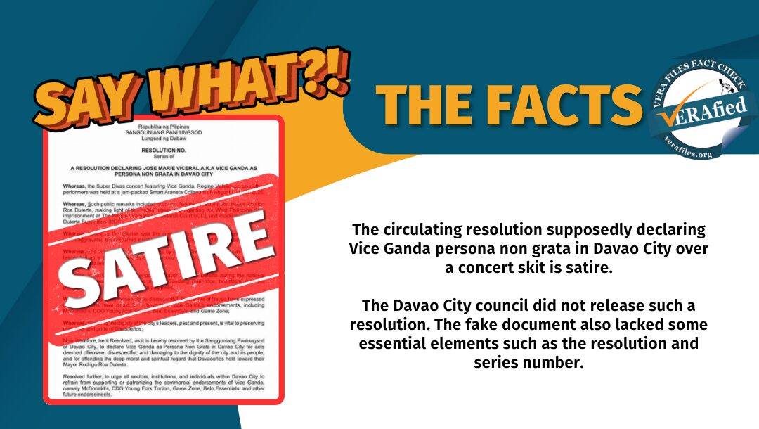 FACT CHECK: There’s NO Davao City ‘resolution’ declaring Vice Ganda persona non grata