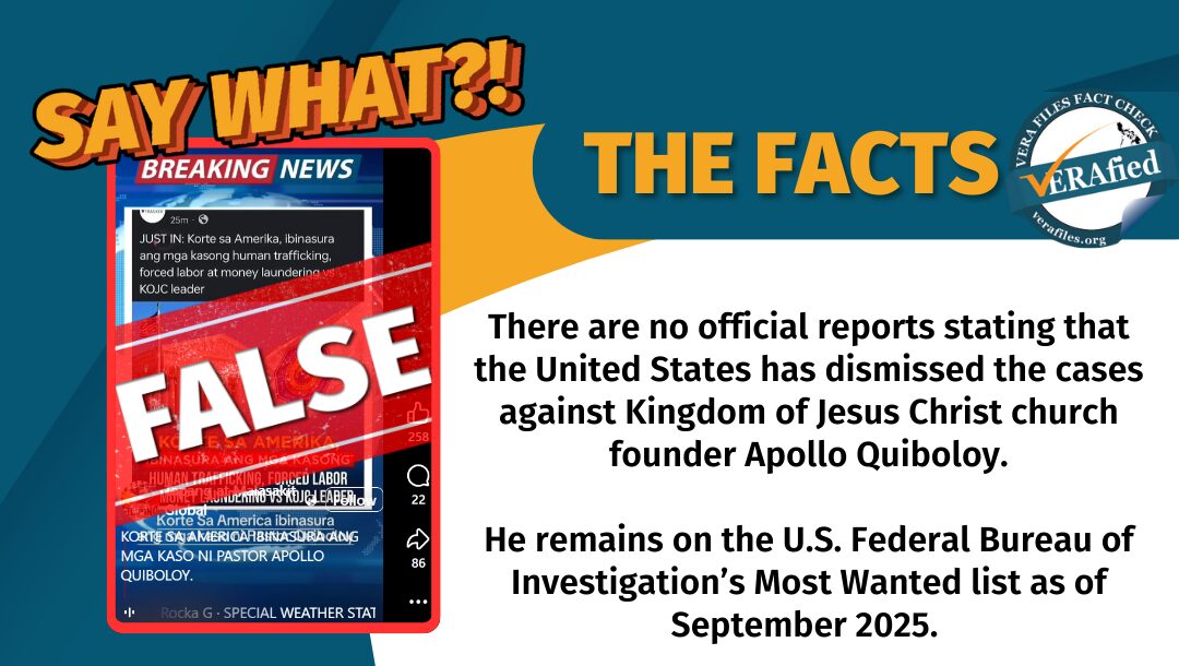 FACT CHECK: U.S. government did NOT junk cases vs. Quiboloy