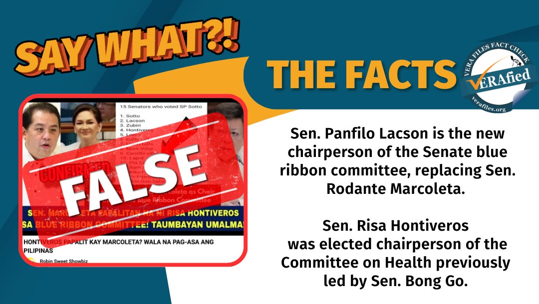 FACT CHECK: Lacson is new Senate blue ribbon chair, NOT Hontiveros