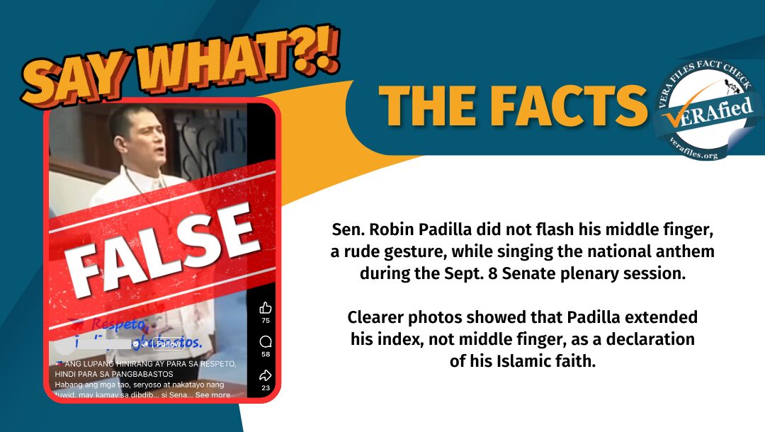 FACT CHECK: Sen. Robin Padilla DID NOT flash middle finger during singing of national anthem