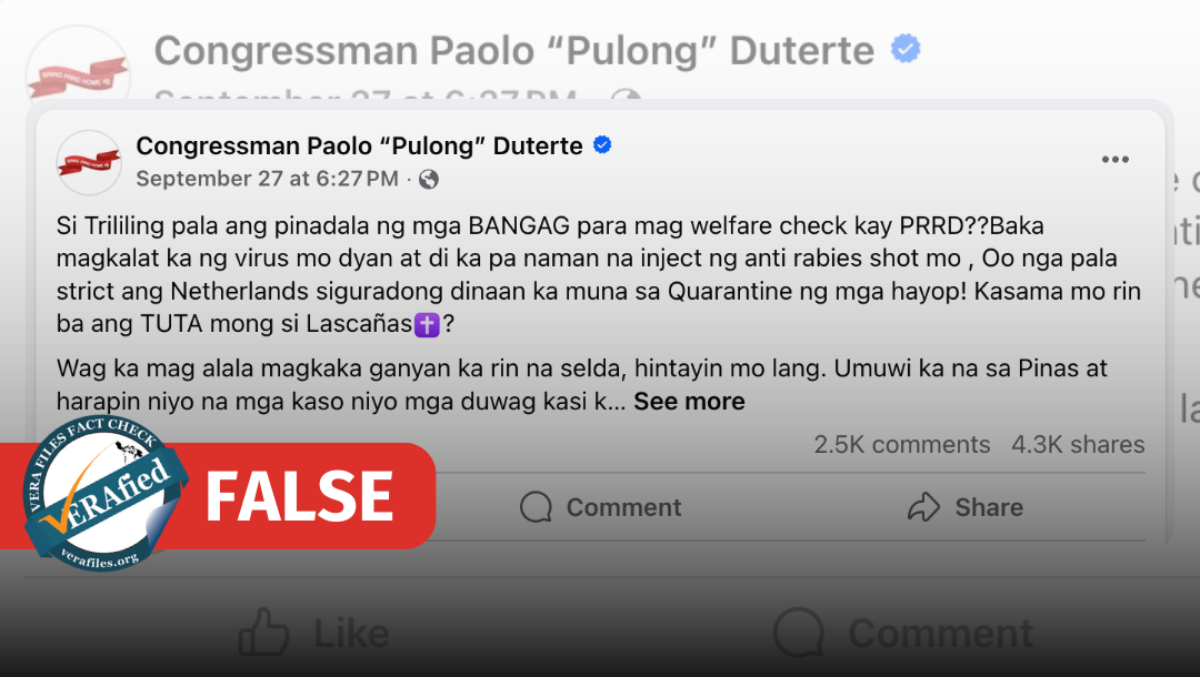 FACT CHECK: Trillanes NOT sent to The Hague to  check on Duterte