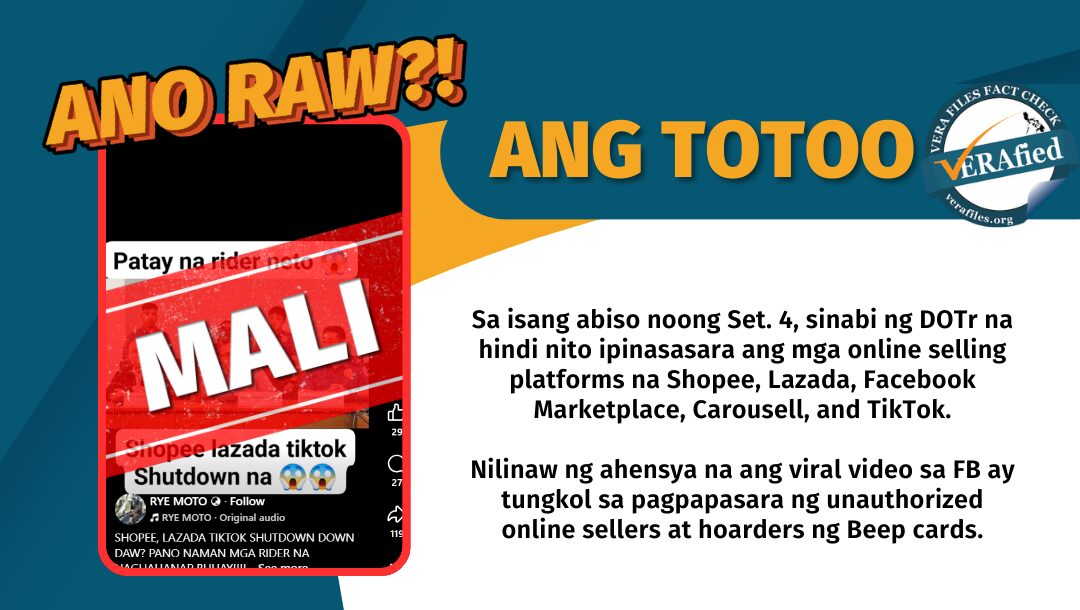 FACT CHECK: HINDI pinasara ng dating Transportation secretary ang online selling apps