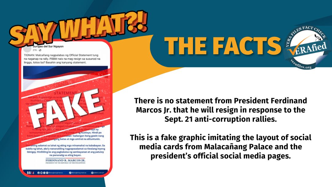 FACT CHECK: NO Marcos ‘resignation statement’ after Sept. 21 protests; graphic is FAKE