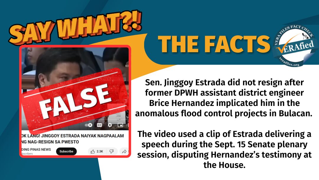 FACT CHECK: Sen. Jinggoy Estrada DID NOT resign amid flood control kickback allegation