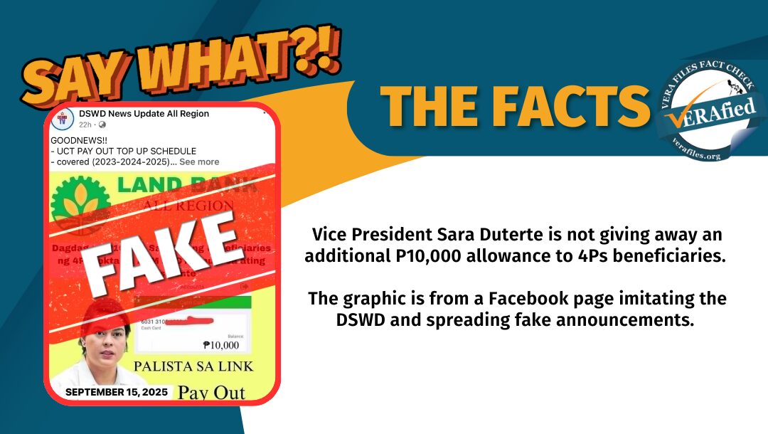 FACT CHECK: NO P10,000 monthly 4Ps allowance from VP Sara