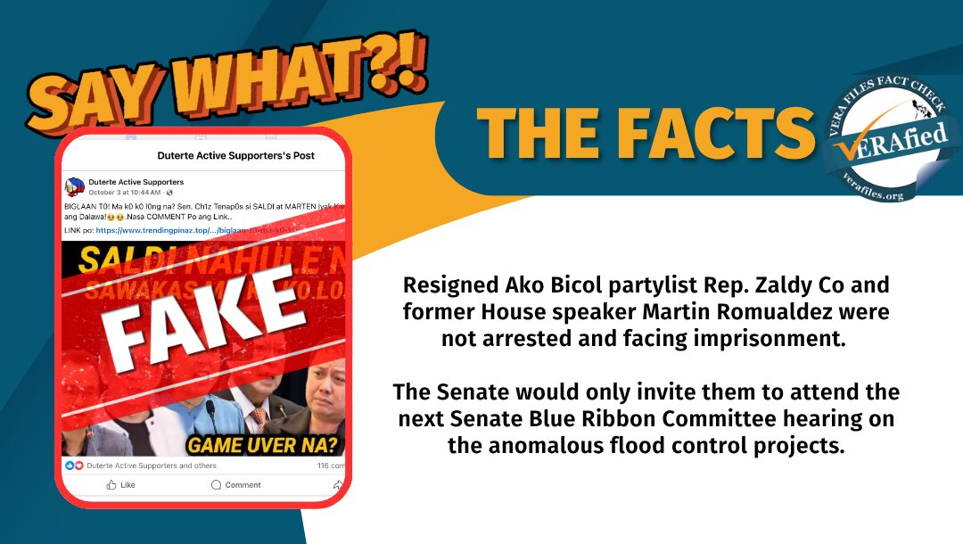 FACT CHECK: Zaldy Co, Martin Romualdez NOT arrested