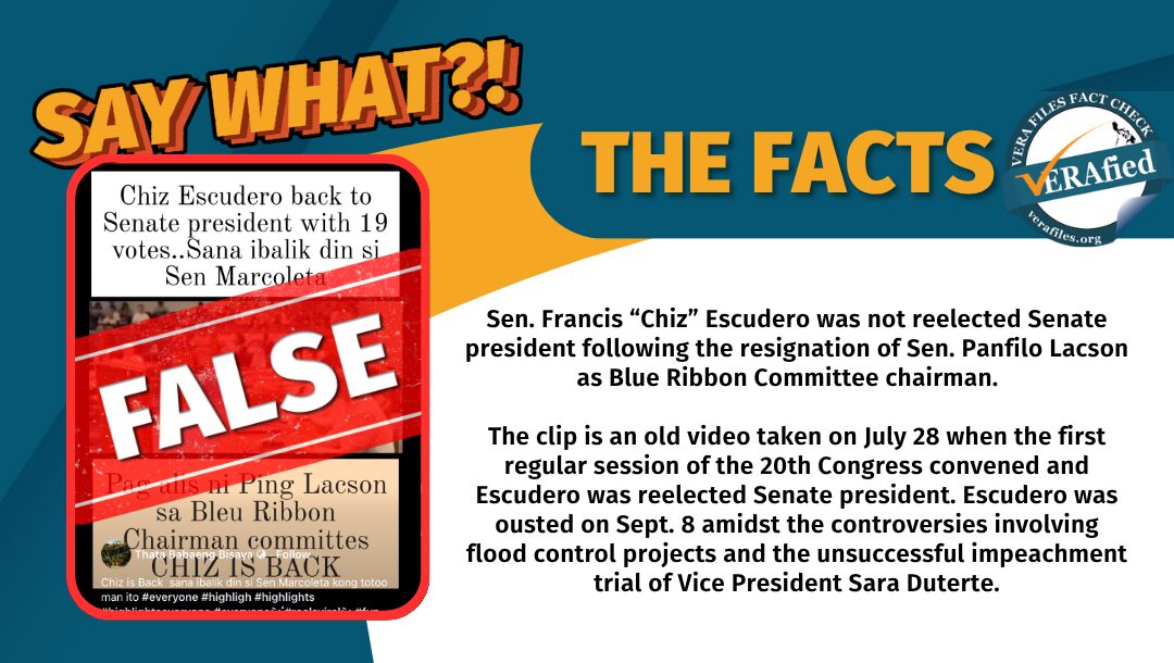 FACT CHECK: Escudero NOT reelected Senate president after Lacson resigned