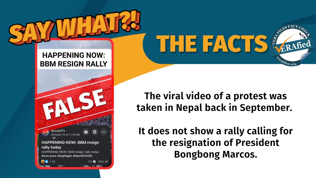 The viral video of a protest was taken in Nepal back in September. It does not show a rally calling for the resignation of President Bongbong Marcos.