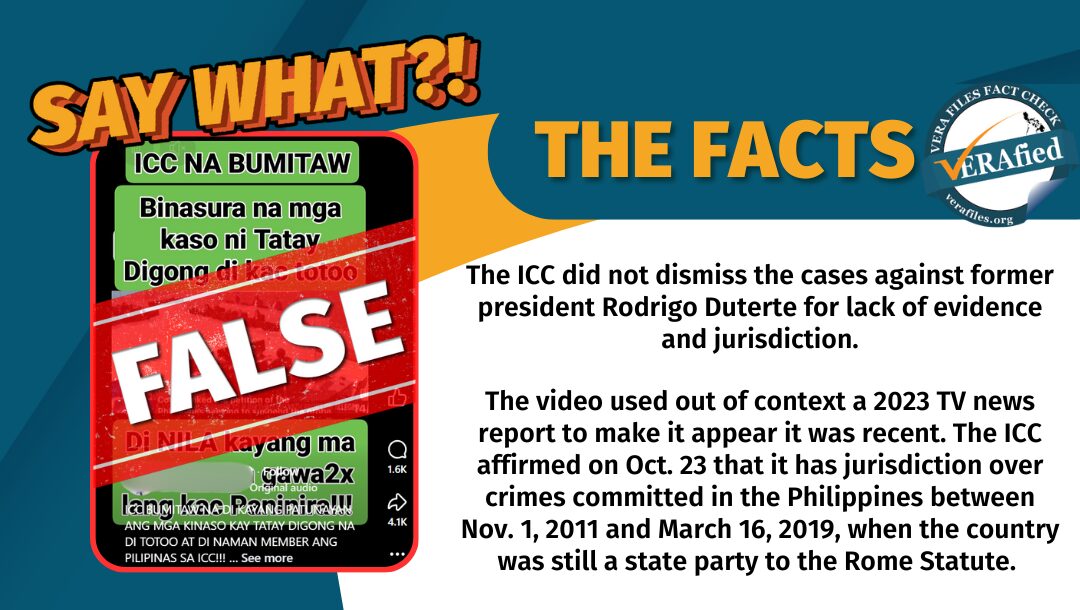 FACT CHECK: Old report used as CLICKBAIT to falsely claim ICC dismissal of Duterte cases